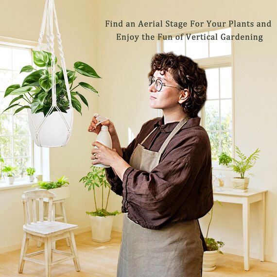 Augshy Makramee-Pflanzenaufhänger, 68,6 cm, Pflanzenhänger mit Haken, hängender Übertopf für Zimmerpflanzen, dekorativer Makramee-Topfaufhänger für Heimdekoration, 2er-Pack