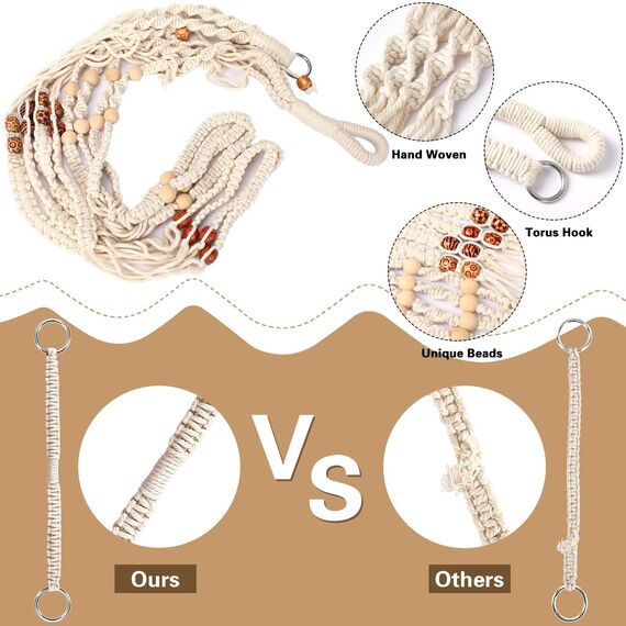 Augshy Makramee-Pflanzenaufhänger, Hängepflanzenhalter mit Verlängerung, Pflanzenaufhänger für Innen- und Außenbereich, Makramee-Hängepflanzkorb mit 4 Haken, 2 Stück