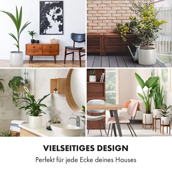 Fox&Fern Übertopf L - Blumentopf Gross inkl. Wasserabfluss - Blumentopf hoch 27cm - Übertöpfe für Zimmerpflanzen - 30cm Durchmesser - Pflanzentöpfe groß - Plant Pot - weiß