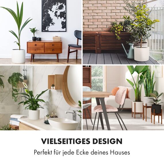 Fox&Fern Übertopf M - Blumentopf Gross inkl. Wasserspeicher - Blumentopf hoch 24cm - Übertöpfe für Zimmerpflanzen - 25cm Durchmesser - Pflanzentöpfe groß - Plant Pot - weiß