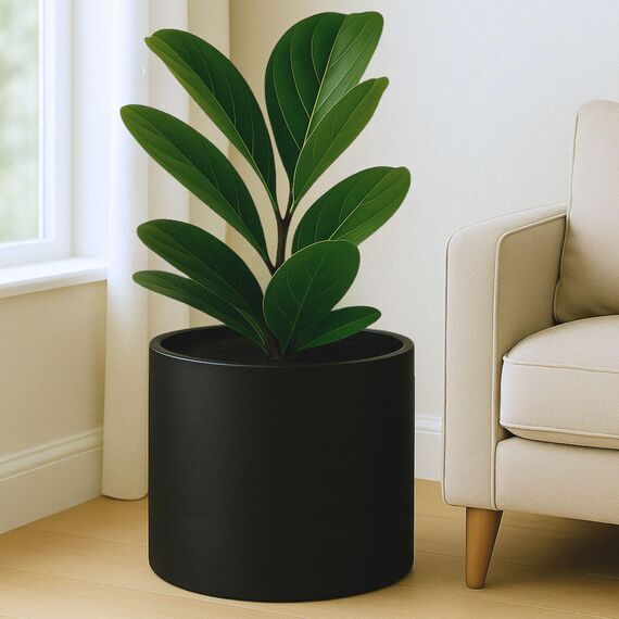 Fox&Fern Übertopf XL - Blumentopf Gross inkl. Wasserabfluss - Blumentopf hoch 34cm - Übertöpfe für Zimmerpflanzen - 38cm Durchmesser - Pflanzentöpfe groß - Plant Pot - schwarz