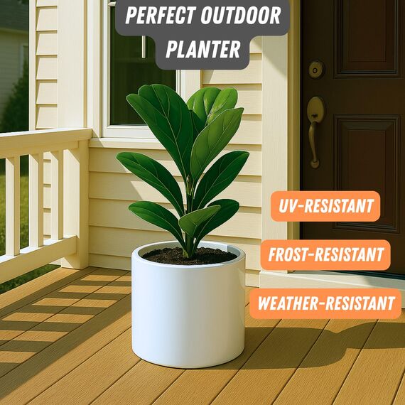 Fox&Fern Übertopf S - Blumentopf inkl. Wasserabfluss - Blumentopf hoch 18cm - Übertöpfe für Zimmerpflanzen - 21cm Durchmesser - Pflanzentöpfe - Plant Pot - weiß