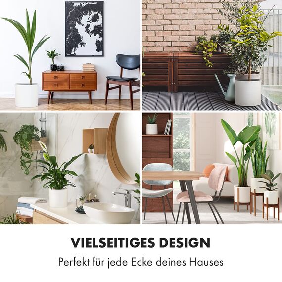 Fox & Fern Übertöpfe, Blumentöpfe für den Innenbereich, für Zimmerpflanzen, passend für moderne Pflanzenständer von Mid-Century, Ablaufstöpsel, Fiberstone, mattes Weiß, 30,5 cm und 38,1 cm 2er Set