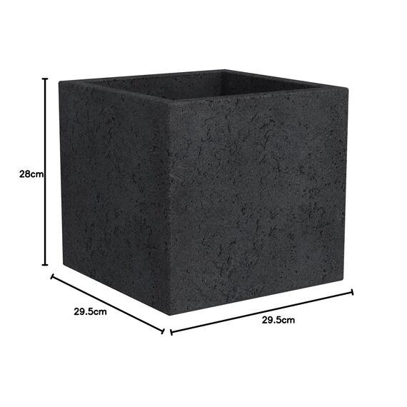 Pflanzenservice Übertöpfe Scheurich C-Cube 29 x 29 x 27 cm, Stony Black