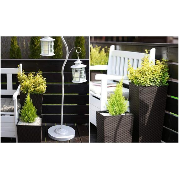 HappyFlower MultiProject Blumentopf | Pflanzkübel | inkl. Einsatz | Quadrat | Rattan-Optik | 4 Größen 3 Farben | Übertöpfe (19 cm x 19 cm/Höhe 36 cm, Braun)