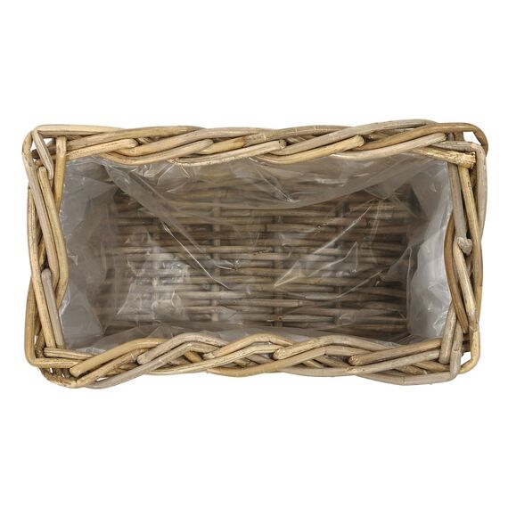 Dehner Rattan-Pflanzkasten, ca. 60 x 23 x 20 cm, Rattangeflecht, grau/braun (Packung mit 2)