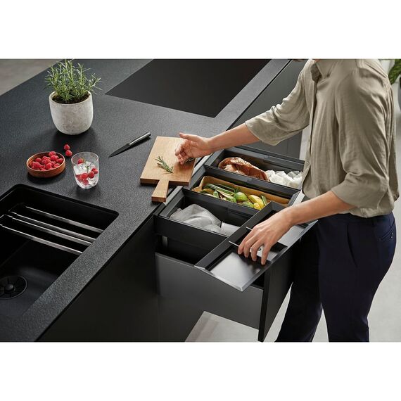 BLANCO SELECT Eimerdeckel 15 Liter | Kunststoff schwarz | Deckel zur Eimerabdeckung und Sammlung von Kleinteilen | Perfekt auf BLANCO SELECT II und FLEXON II abgestimmtes Design