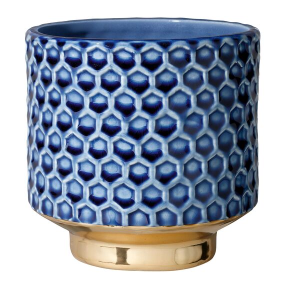 Bloomingville Home Blumentopf Pflanzgefäß Deko Pflanztöpfe Farbe für Innen Retro Kreativ M (12,5 cm Ø), Blau, Keramik