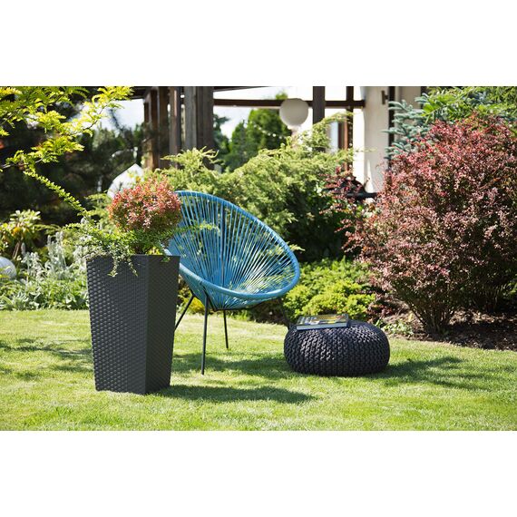 MultiProject | HappyFlower | Blumentopf | Pflanzkübel | inkl. Einsatz | Quadrat | Rattan-Optik | 4 Größen 3 Farben | Übertöpfe (19 cm x 19 cm / Höhe 36 cm, Schwarz (Anthrazit))