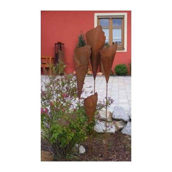 Rostikal | Pflanztüte auf Stab aus Metall | Rost Gartendeko zum Bepflanzen | 40 cm tief