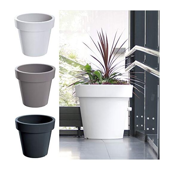 rg-vertrieb Blumentopf Blumenkübel Rund Pflanzkübel Pflanztopf Übertopf Lofly Größen & Farben wählbar Kunststoff Frostfest & UV-Beständig (500 Weiß)