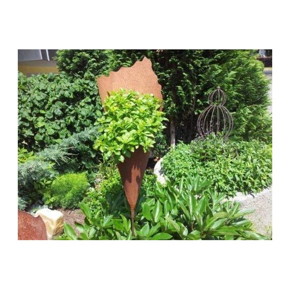 Rostikal | Gartenstecker Pflanztüte aus Metall | Rost Gartendeko zum Bepflanzen | 60 cm tief