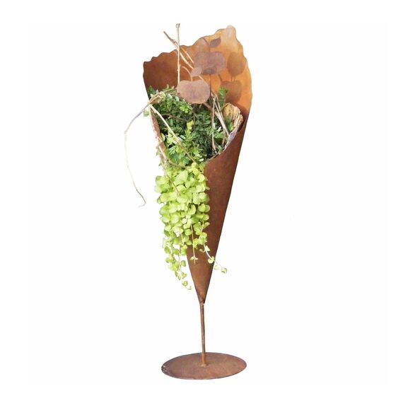 Rostikal Metall Pflanztüte für Garten 80 cm Gartendeko Vintage Rost Deko Wohnzimmer
