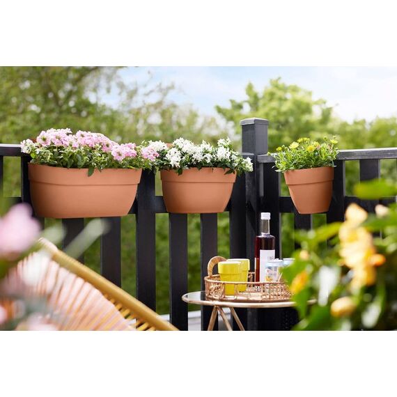 elho Vibia Campana Easy Hanger L 46 - Übertopf für Balkon & Außen - Ø 46.0 x H 26.5 cm - Braun/Terra