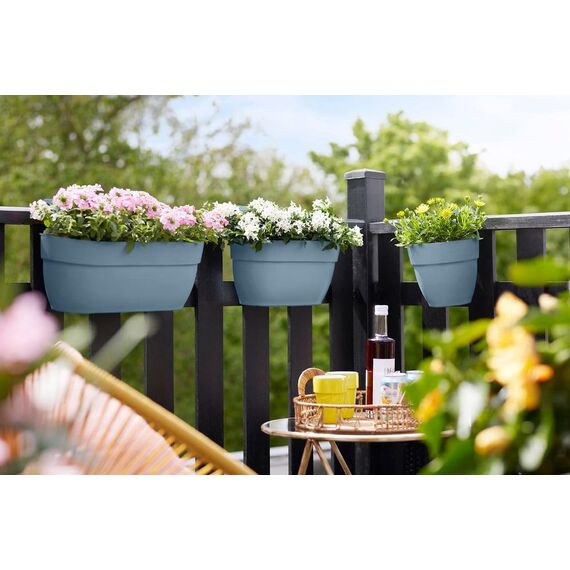 elho Vibia Campana Easy Hanger L 46 - Übertopf für Balkon & Außen - Ø 46.0 x H 26.5 cm - Blau/Vintage Blau