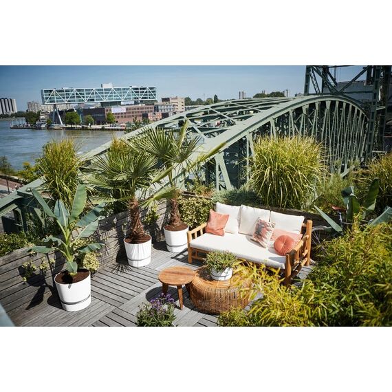 elho Greenville Rund 40 - Blumentopf für Innen und Außen - Selbstbewässerungstopf - 100% recyceltes Plastik - Ø 39.0 x H 36.8 cm - Weiß/Weiss