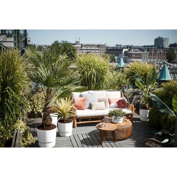 elho Greenville Rund 40 - Blumentopf für Innen und Außen - Selbstbewässerungstopf - 100% recyceltes Plastik - Ø 39.0 x H 36.8 cm - Weiß/Weiss