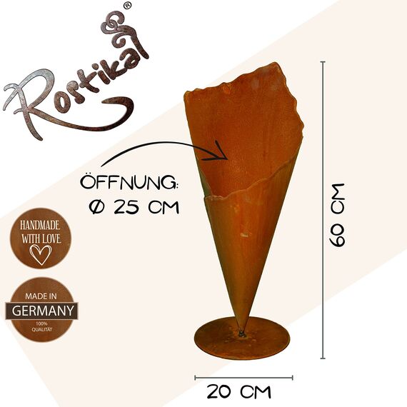 Rostikal Gartendeko Rost Pflanztüte 60 cm Metall Deko Garten Bodenvase Terrasse