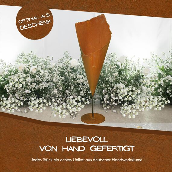 Rostikal Metall Pflanztüte für Garten 80 cm Gartendeko Vintage Rost Deko Wohnzimmer