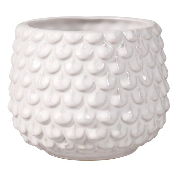 Bloomingville Pinecone Blumentopf, dekorativ, Farbe für den Innenbereich, Retro-Stil, kreativ, S (9,5 cm Ø), Weiß, Keramik