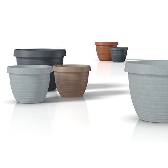 Scheurich Country Star, Pflanzgefäß aus Kunststoff, Granite Grey, 35 cm Durchmesser, 26,2 cm hoch, 14,5 l Vol.