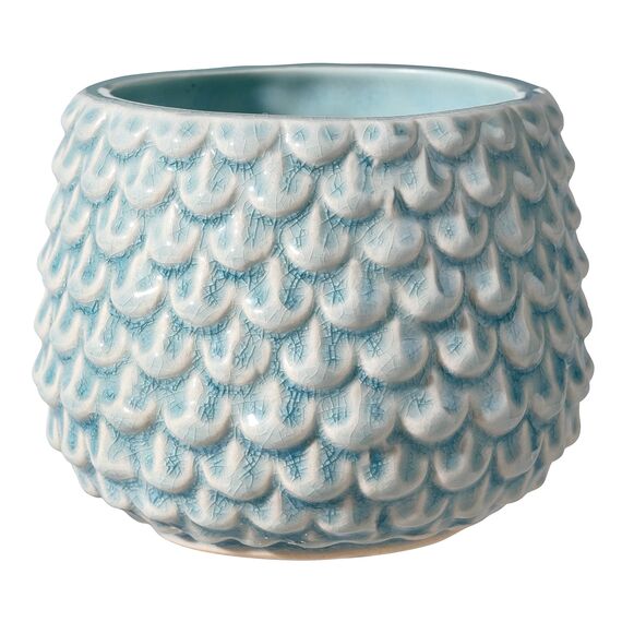 Bloomingville Pinecone Blumentopf, dekorativer Blumentopf für den Innenbereich, Retro-Stil, kreativ, S (9,5 cm Ø), Himmelblau, Keramik