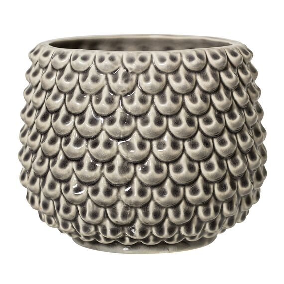 Bloomingville Pinecone Blumentopf Pflanzgefäß Pflanzgefäße Deko Pflanzgefäße Farbe für Innen Retro Kreativ L (16,5 cm Ø) Grau Keramik