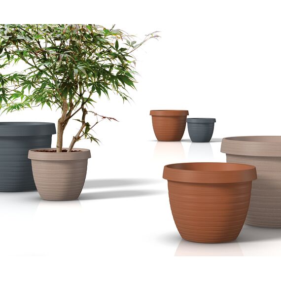 Scheurich Country Star, Pflanzgefäß aus Kunststoff, Living Taupe, 40 cm Durchmesser, 30 cm hoch, 21,5 l Vol.