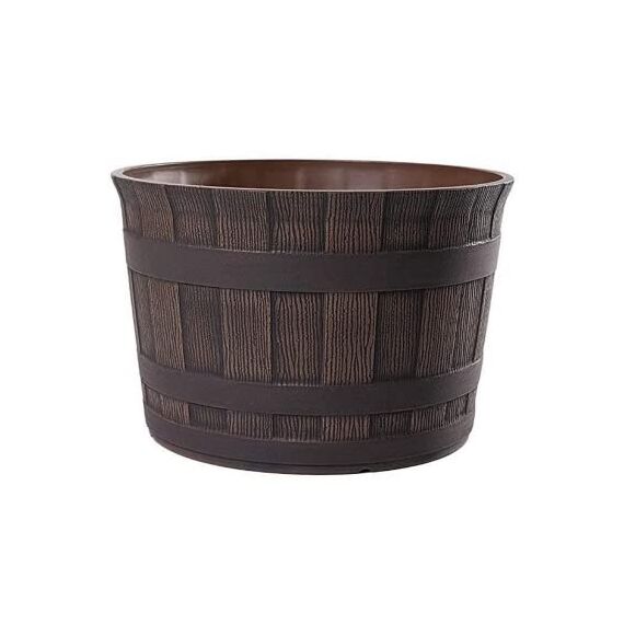 Jinfa Pflanzkübel Garten Zubehör – Wetterfest – Kunststoff Barrique Ø 36 cm Kastanie