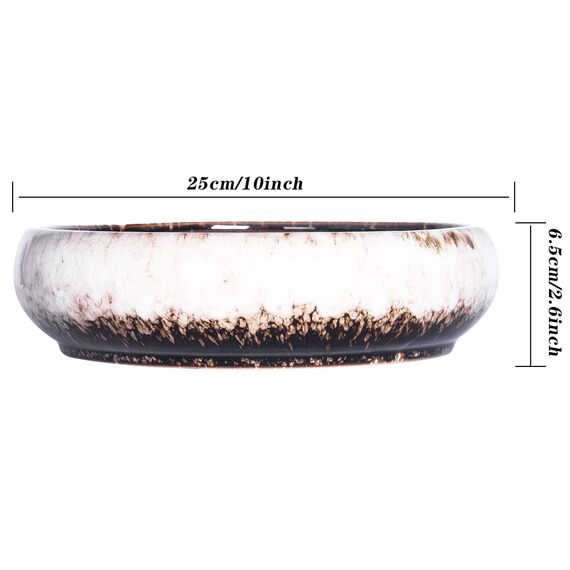 ARTKETTY Große runde saftige Pflanzgefäß mit Ständer, Vintage Keramik glasierte Bonsai Topf mit Mess Drainage Bildschirm, dekorative Garten Moderne Kaktusblume Pflanzgefäß Behälter Schüssel (White)