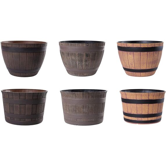 Jinfa Pflanzkübel Eiche Holzoptik Blumenkübel – Robuster Kunststoff Ø 36 cm – Für Garten, Balkon & Terrasse