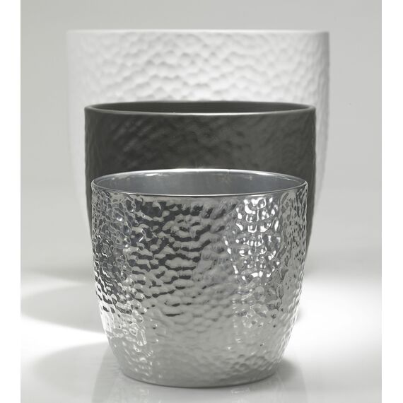 Soendgen Keramik Blumenübertopf, Boston Metallic, silber, 21 x 21 x 20 cm, 0049/0021/1874