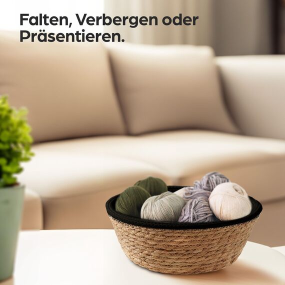 Praknu Deko Blumentopf Übertopf - Seegras Geflochten mit Baumwolle Ø 20cm - Pflanzkorb Boho Schwarz