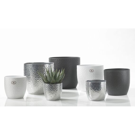 Soendgen Keramik Blumenübertopf, Boston Metallic, silber, 16 x 16 x 15 cm, 0049/0016/1874