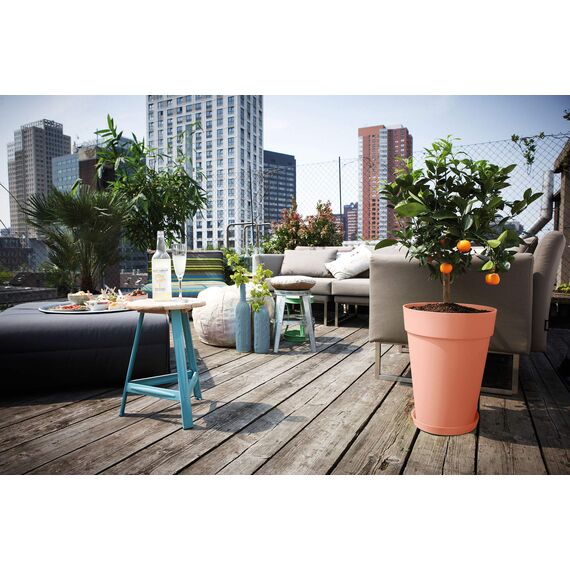 Elho Loft Urban Rund Hoch 35 - Blumentopf - Pfirsich - Draußen - Ø 34 x H 45.6 cm