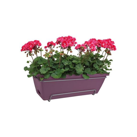 elho Barcelona Allin1 50 Übertopf für Balkon & Außen - 100% recyceltem Plastik - Ø 49.5 x H 18.5 cm - Lila/Ahorn Lila