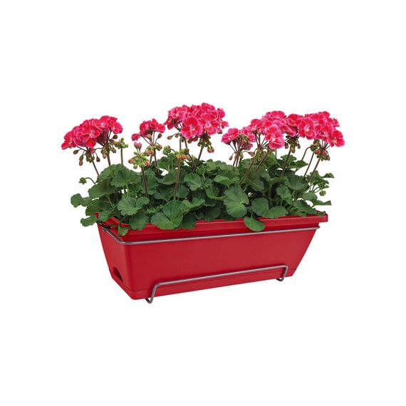 Elho Barcelona Allin1 50 - Planter - Cranberry Red - Outdoor & Balcony - L 50 x W 28.6 x H 21.4 cm