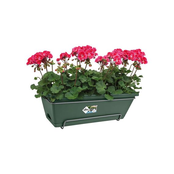 elho Barcelona Allin1 50 Übertopf für Balkon & Außen - 100% recyceltes Plastik - Ø 49.5 x H 18.5 cm - Grün/Leaf Green