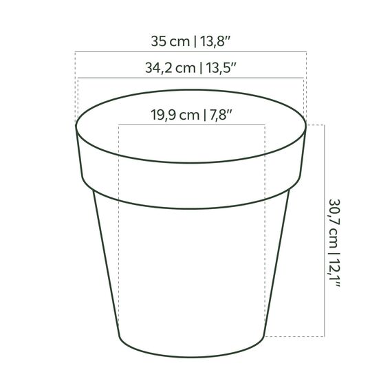 Artevasi Capri-Topf, Runder Plastiktopf, 35cm, Farbe: Taupe