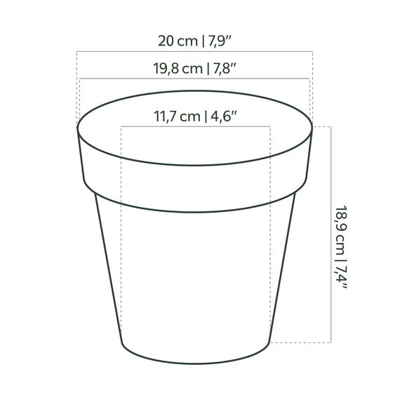 Artevasi Capri-Topf, Runder Plastiktopf, 20cm, Farbe: Dunkelrot