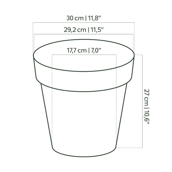 Artevasi Capri-Topf, Runder Plastiktopf, 30cm, Farbe: Weiß
