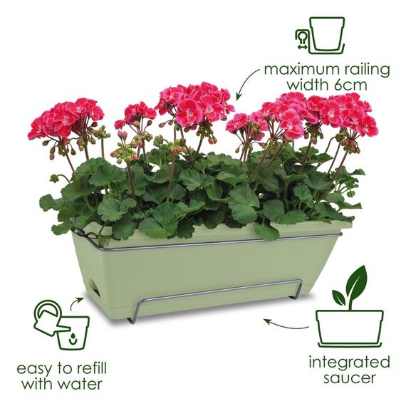 elho Barcelona Allin1 50 Übertopf für Balkon & Außen - 100% recyceltem Plastik - Ø 49.5 x H 18.5 cm - Lila/Ahorn Lila