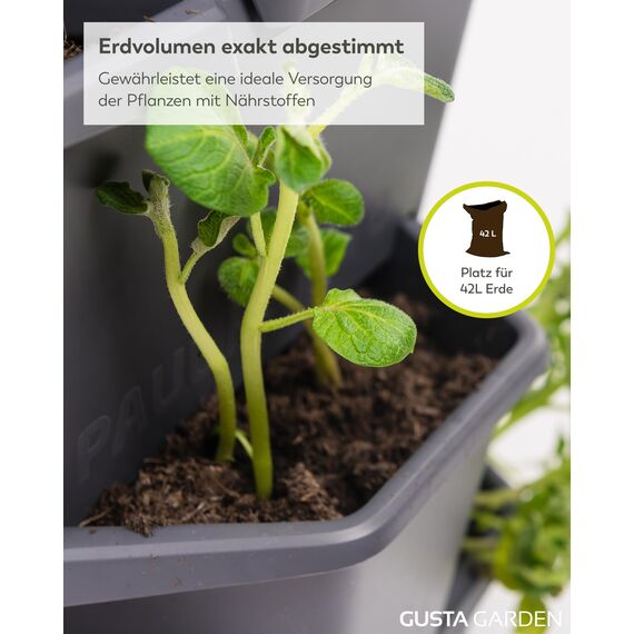 GUSTA GARDEN Paul Potato Kartoffelturm 3 Etagen Dunkelgrün - Hochbeet Turm Kartoffeln - Garten & Balkon - Schädlingsschutz - 0,2m² - 56L Erdvolumen