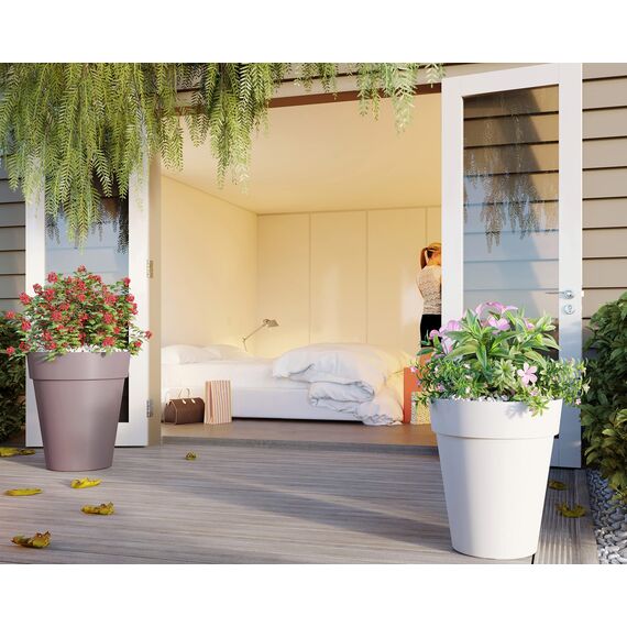 Artevasi Capri-Topf High, Hoher runder Kunststofftopf, 46cm, Farbe: Terrakotta