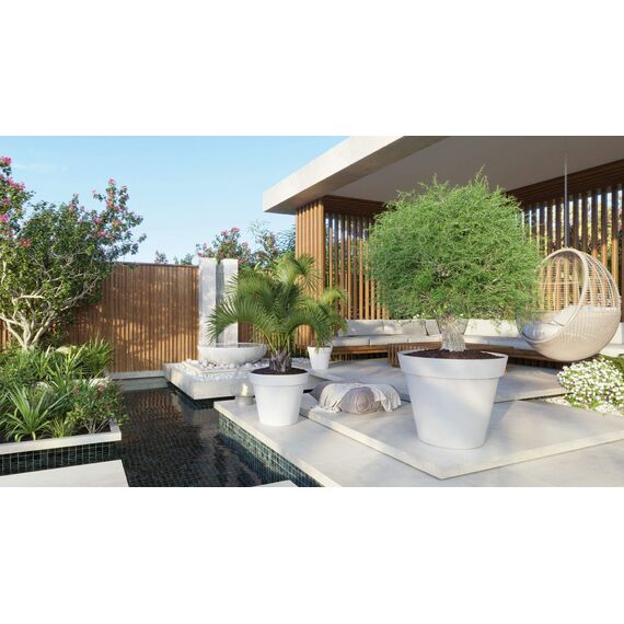 Artevasi Capri-Topf, Runder Plastiktopf, 35cm, Farbe: Taupe