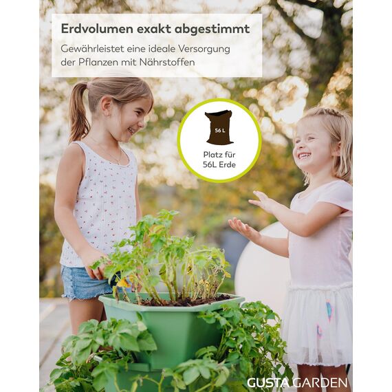 GUSTA GARDEN Paul Potato Kartoffelturm 4 Etagen Dunkelgrün - Hochbeet Turm Kartoffeln - Garten & Balkon - Schädlingsschutz - 0,2m² - 56L Erdvolumen