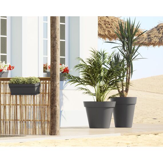 Artevasi Capri-Topf High, Hoher runder Kunststofftopf, 56cm, Farbe: Hellgrau