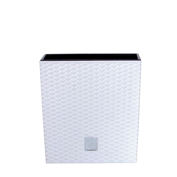 HappyFlower MultiProject Blumentopf Pflanzkübel inkl. Einsatz rund Rattan-Optik 7 Größen 4 Farben Übertöpfe (20 cm x 20 cm/Höhe 20 cm, Weiß)