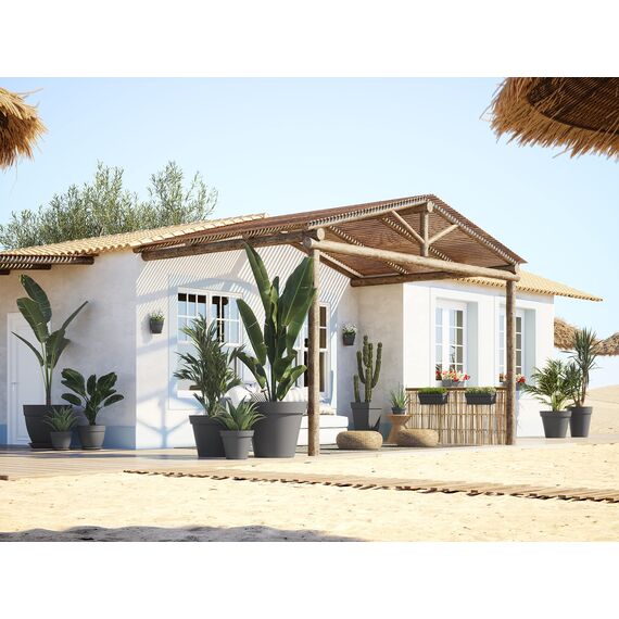 Artevasi Capri-Topf, Runder Plastiktopf, 40cm, Farbe: Hellgrau