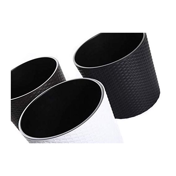 Blumenkübel Blumenkasten Blumentopf Übertopf Rattan Optik Pflanzkübel mit Einsatz Rato Rund (300 Weiß)